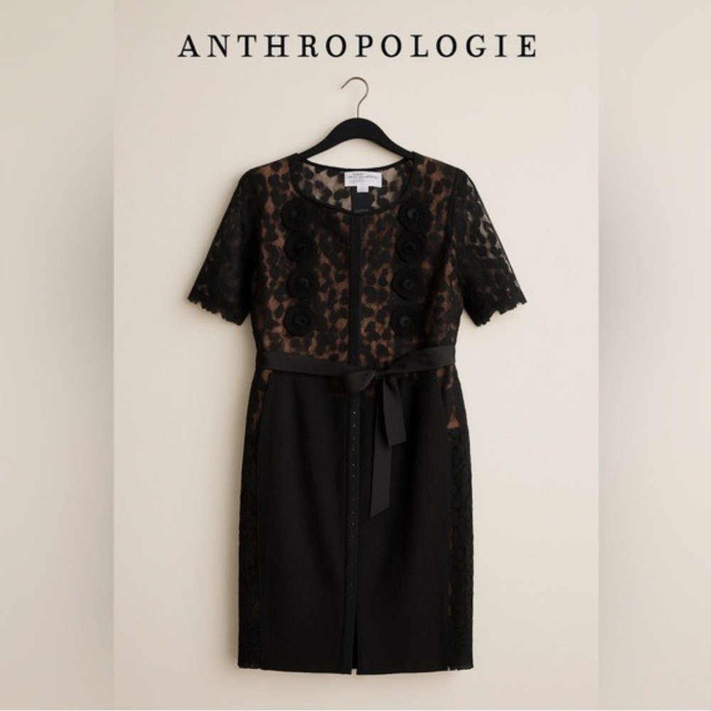 Anthropologie Byron Lars In Earnest Carissima Dress Black Lace Sheath NWT 18W